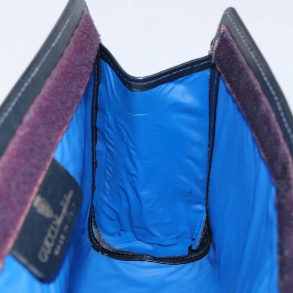 GUCCI GG Supreme Sherry Line Clutch Bag PVC Navy Red Auth 144387 - Picture 10 of 16